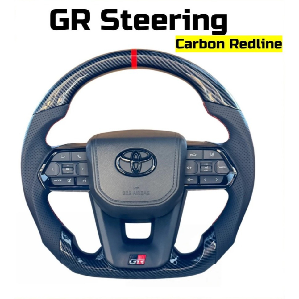 Toyota LC300 Design GR Carbon Black Red Line Steering Toyota GR พวงมาลัย