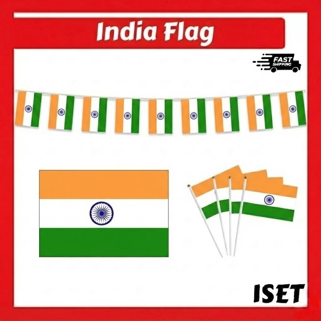 ธงชาติอินเดีย ธงถือทำจากโพลีเอสเตอร์ ธงสาย ธงถือด้วยมือ India National Flag Polyester