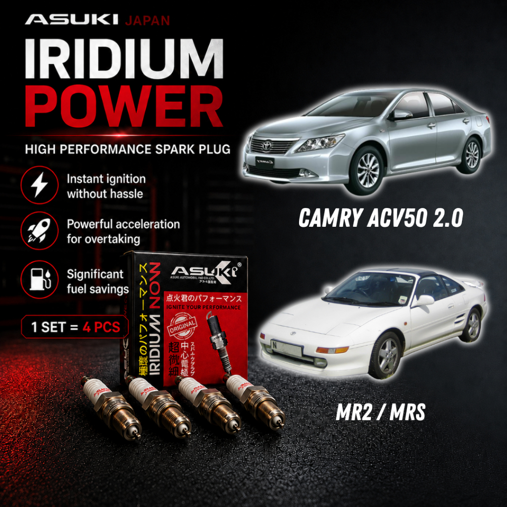 ASUKI ญี่ปุ่นหัวเทียน Iridium Camry acv50 2.0 Toyota Mrs Mr2 sw20 1 ชุด 4 ชิ้น aik20n