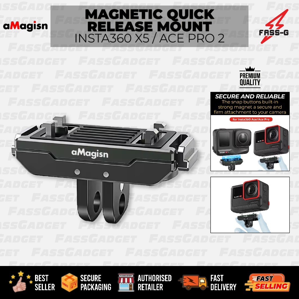 AMagisn Magnetic Quick Release Mount Insta360 Ace Pro/Ace Pro 2/ X5 - สีขาว/ดํา
