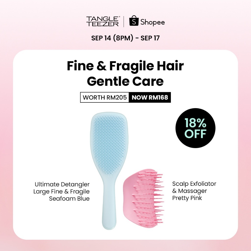 [Mid-month Exclusive 14 (8pm) - 17 Sep] Tangle Teezer Fine & Fragile Hair Gentle Care