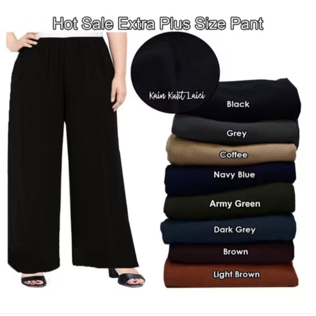 PLUS SIZE T90 5XL วาฟเฟิล Cotton Laici ผู้หญิงกางเกงขายาว Seluar Perempuan[Fit UP ถึง 120 กก.]