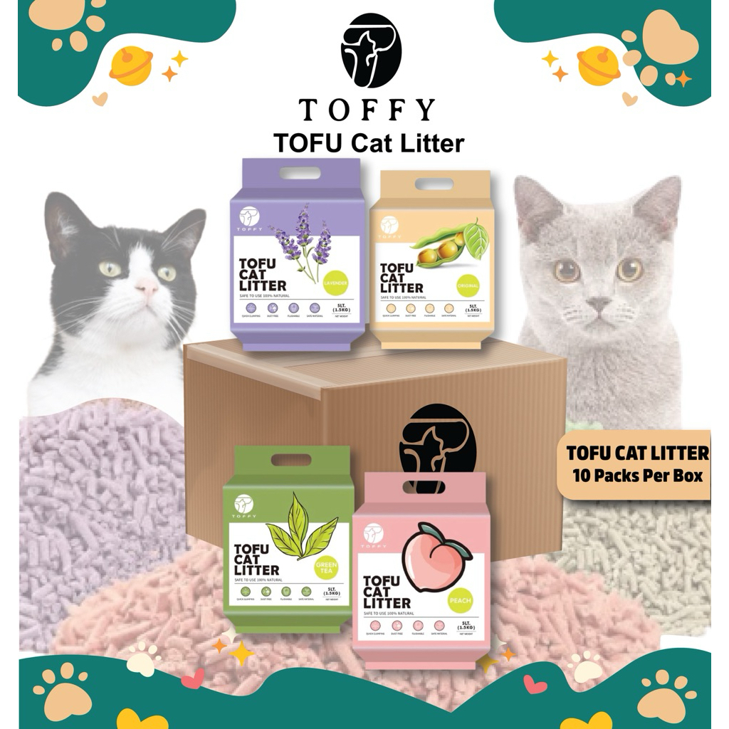 1 CARTON Toffy Premium Super Clumping Cat Litter 5L Pasir Kucing เต้าหู้แมวครอก Kucing เต้าหู้แมวทรา