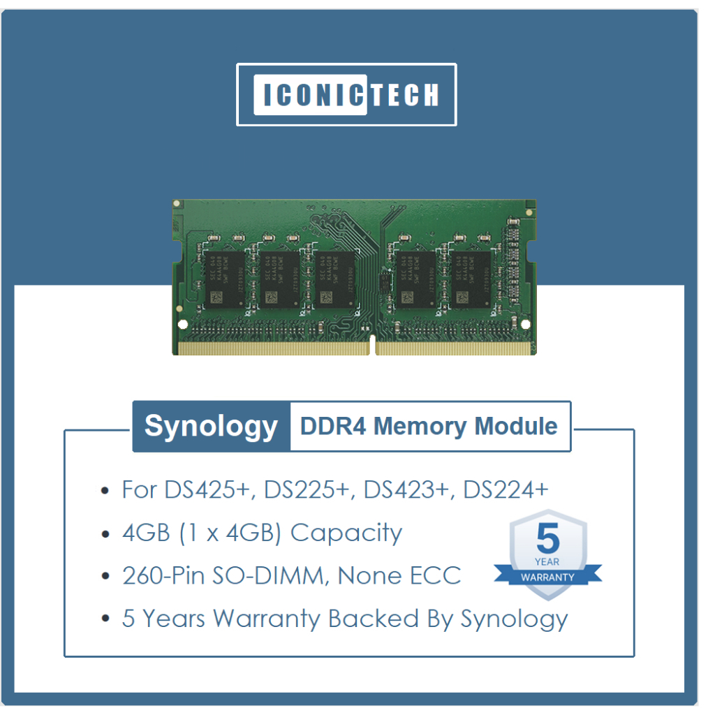 SYNOLOGY 4GB DDR4 2666 MHZ SODIMM MEMORY MODULE-4GB NONE-ECC (D4NS01-4G) / (D4NESO-2666-4G) DS423+ D