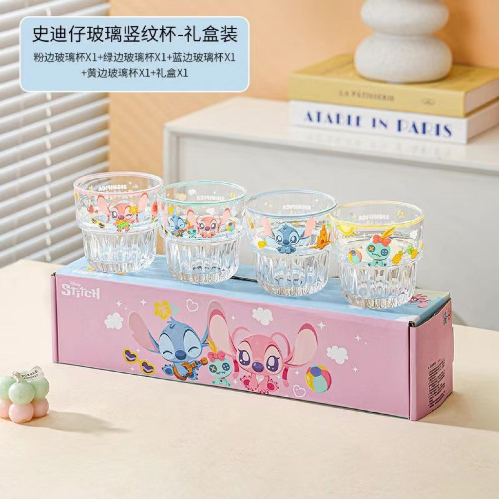 ชุดแก้ว Stitch 250ml 4 ชิ้น STEEL迪仔ถ้วย 250ml 4 แก้ว