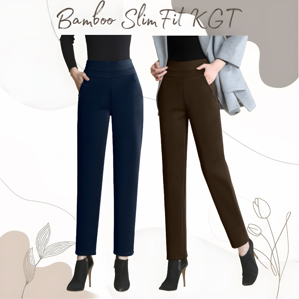 KGT BAMBOO Cotton Slack SLIMFIT P2 Seluar BAMBOO Slack Tebal Baggy Cutting PEREMPUAN LADIES PANTS