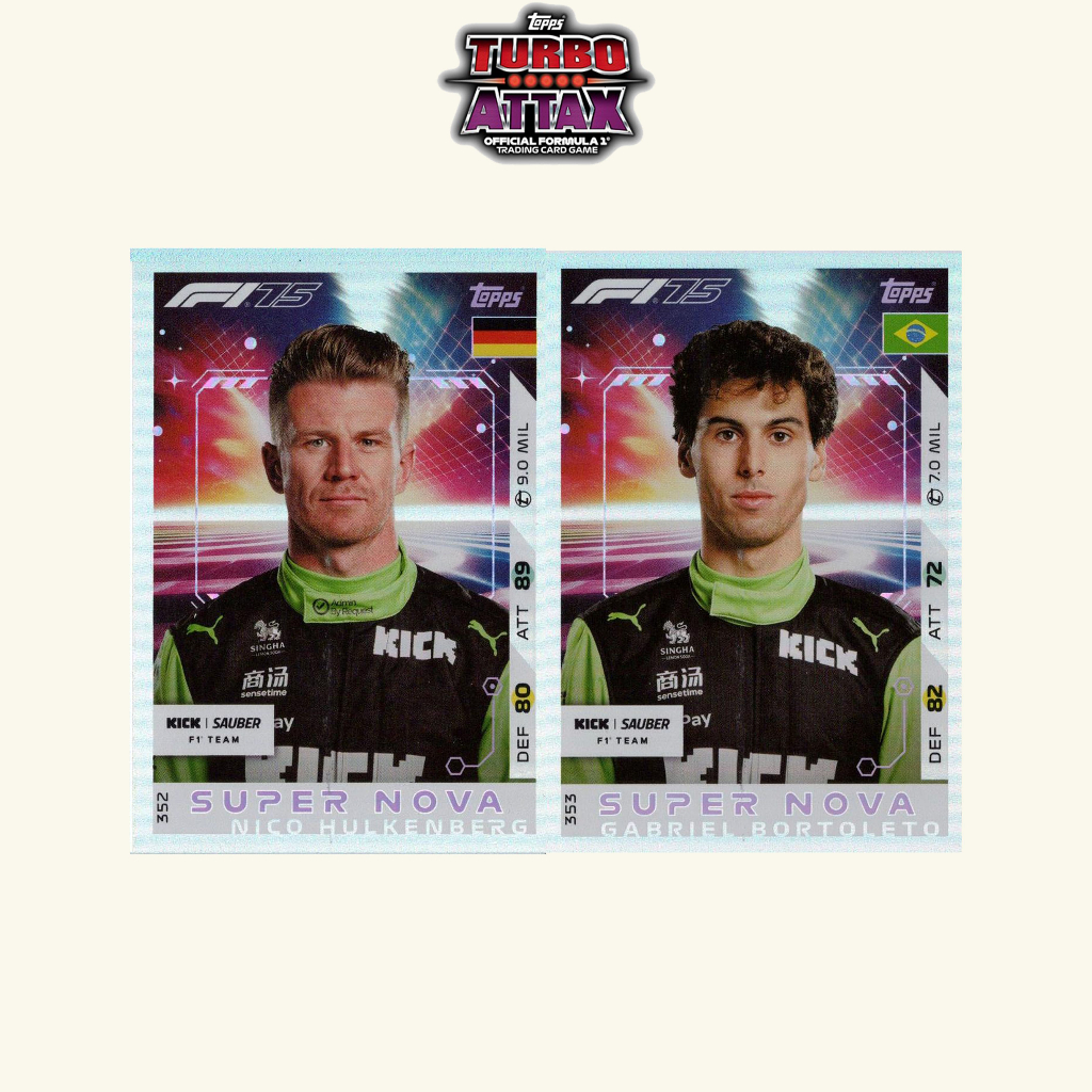 Kick Sauber Super Nova Topps Turbo Attax 2025 ฟอยล์สีรุ้ง F1