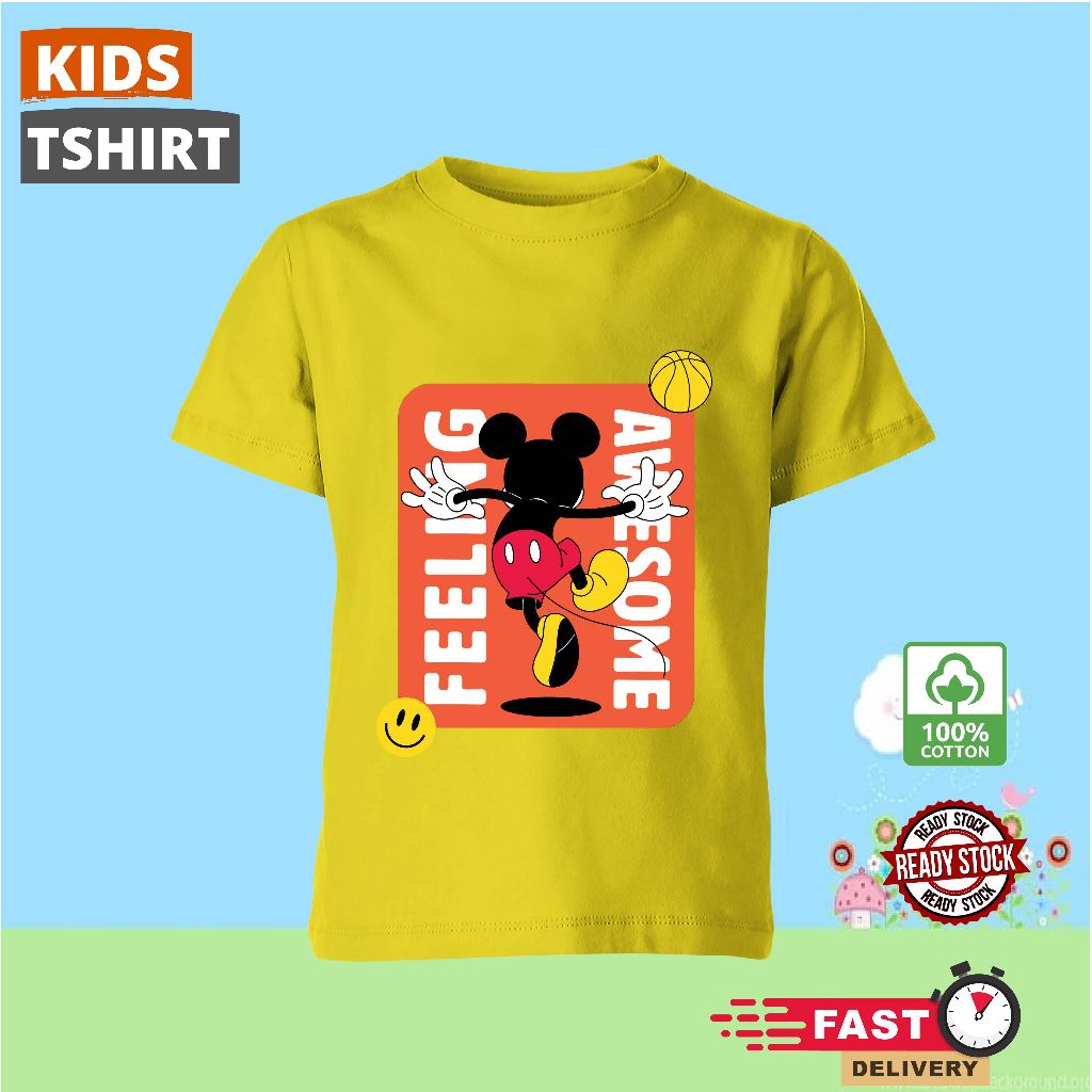 KIDS TSHIRT ผ้าฝ้ายพรีเมี่ยม FEELING AWESOME 1-12 ปี