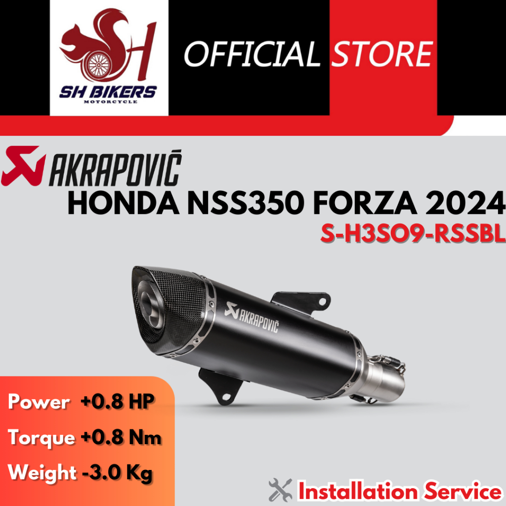 สลิปออน Akrapovic Honda NSS350 Forza 2024 S-H3SO9-RSSBL