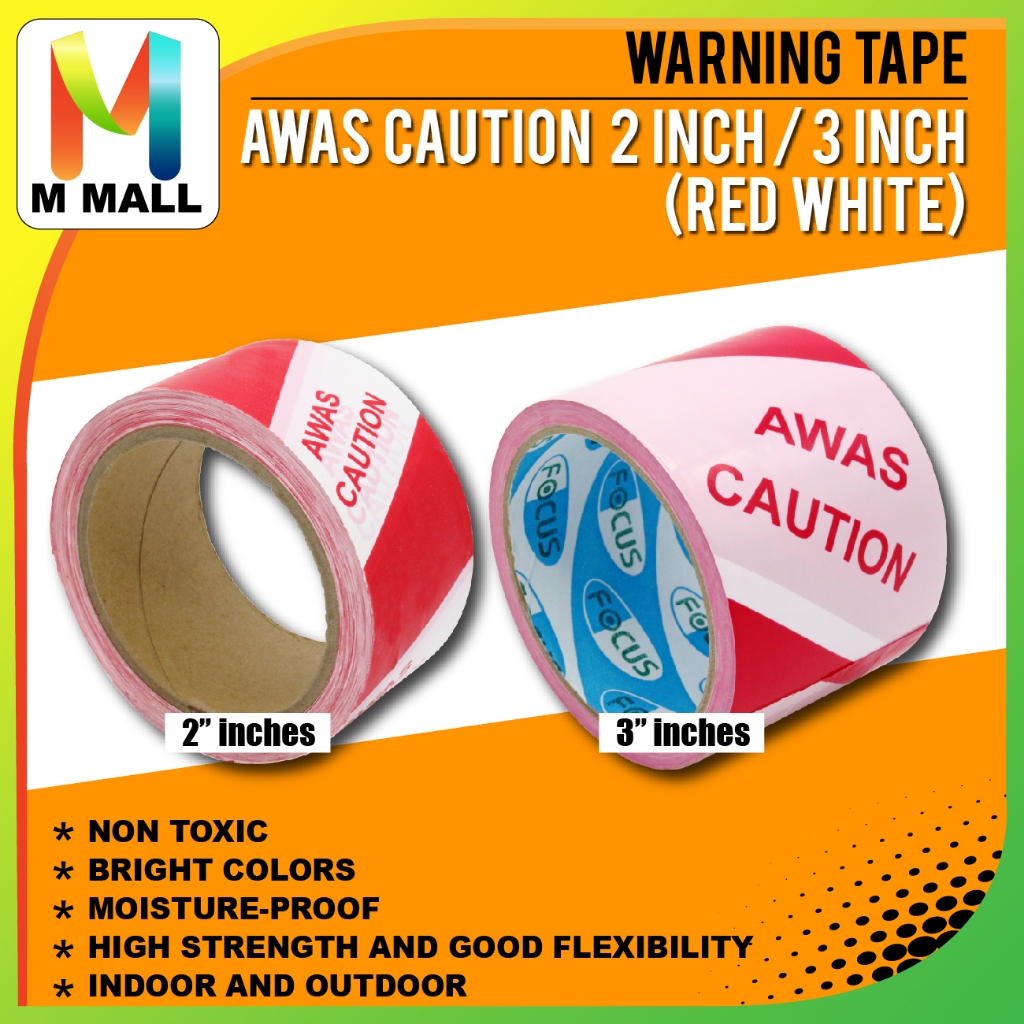 ZEBRA WARNING TAPE 2" / ZEBRA WARNING TAPE 3" (AWAS CAUDION) แดง ขาว