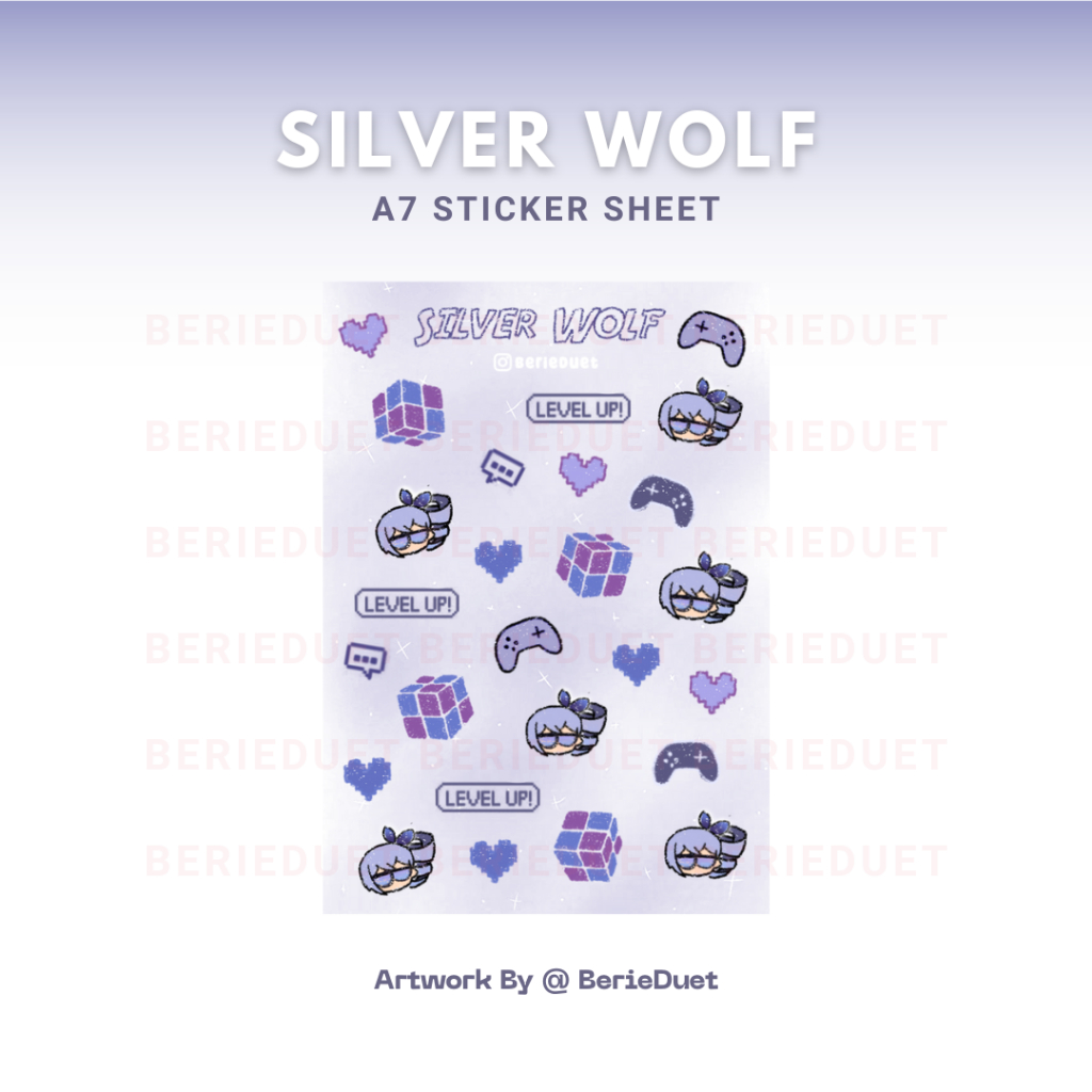 แผ่นสติ๊กเกอร์ Silver Wolf A7 - พัดลม BerieDuet merch Honkai Star Rail HSR