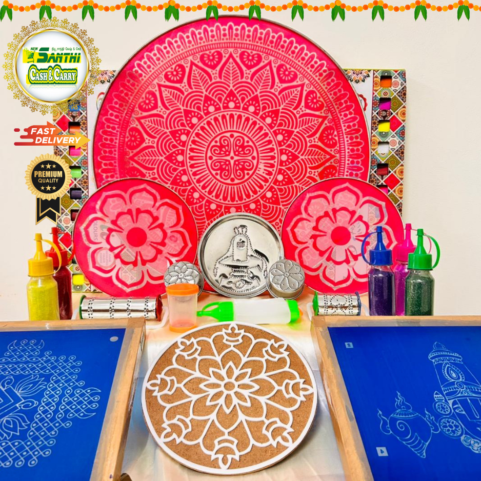 Rangoli Set Rangoli Colours Kolam Design ผงทรายทรายสี Kolam Stencil Kolam Jallada Deepavali