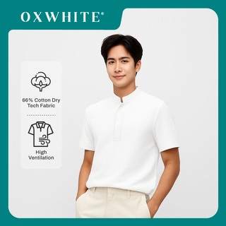 Oxwhite Men Mandarin Collar Slim Fit Polo Tee