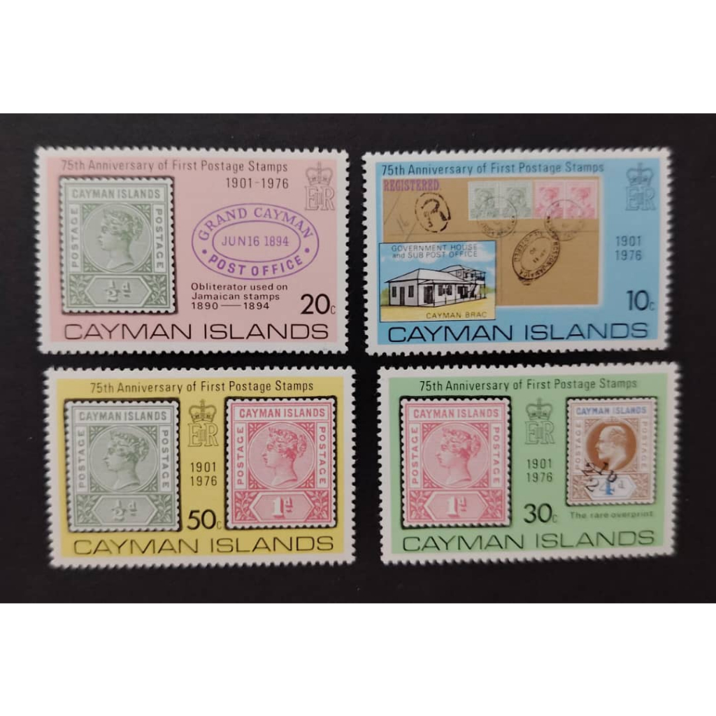 Cayman Islands , 1976 ครบรอบ 75 ปีของแสตมป์ไปรษณีย์ครั้งแรก, MINT, COMPLETE SET