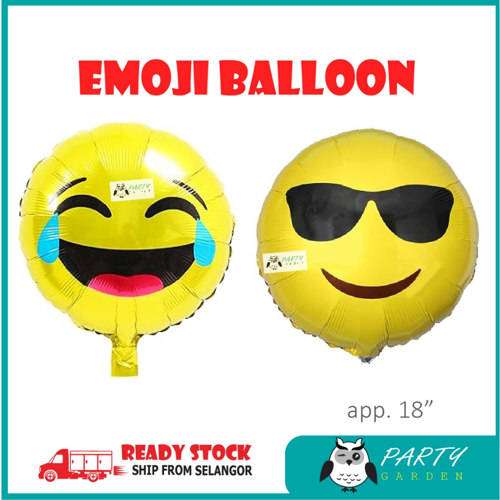 Emoji Smiley Smile LOL ลูกโป่งฟอยล์ทรงกลม 18 นิ้ว hp แว่นกันแดด Emoji สีหน้า