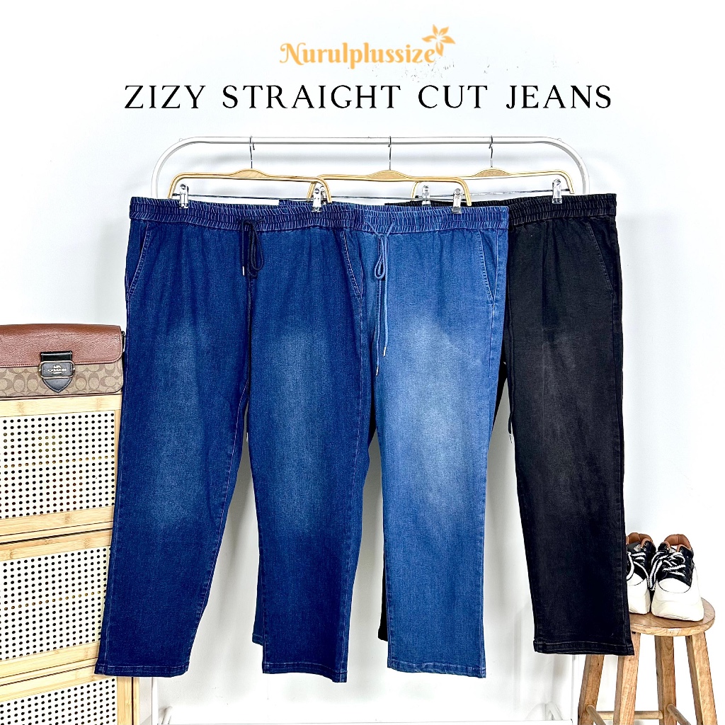 NURULPLUSSIZE BAJU PEREMPUAN STYLE MUSLIMAH KOREAN FASHION STRAIGHT CUTVJEANS PANTS Zizy - (รหัส:JB-