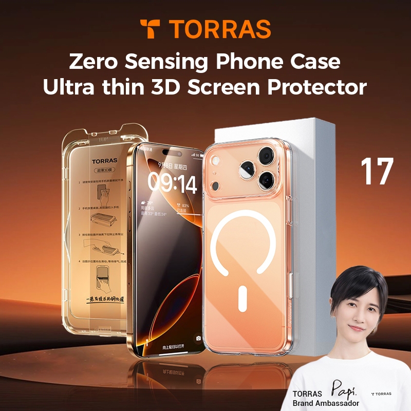 TORRAS Zero Sensing Case & Thin 3D Film Set for iPhone 17 Series - Magnetic Anti-Warping