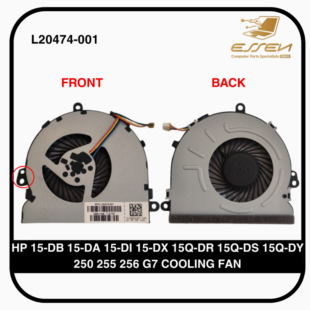 HP L20474-001 สําหรับ 15-DB 15-DA 15-DI 15-DX 15Q-DR 15Q-DS 15Q-DY 250 255 256 G7 พัดลมระบายความร้อน