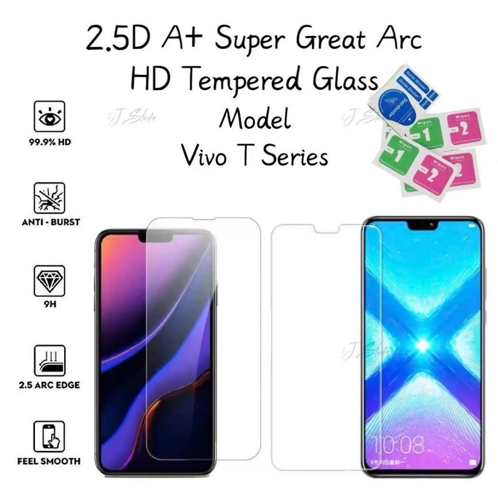 เหมาะสําหรับ Vivo T2X T1X T1 HD กระจกนิรภัยโปร่งใสสีดําแก้วมาตรฐานป้องกันแสงสีฟ้า