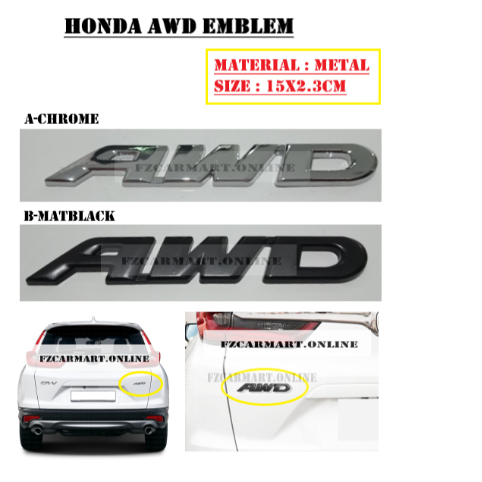 HONDA AWD EMBLEM LOGO- (METAL)
