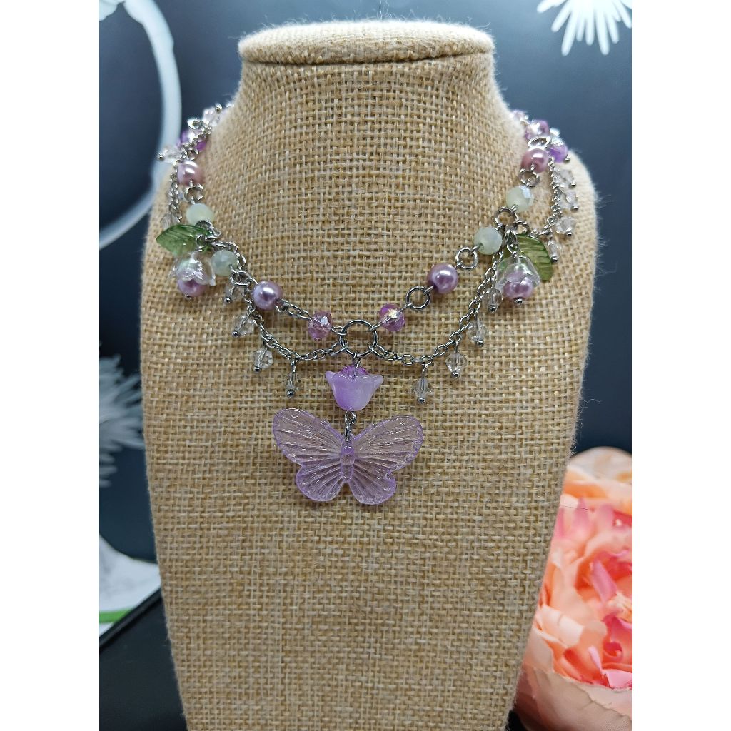 สร้อยคอ Coquette Butterfly; Cottage core/ สร้อยคอ Fairycore choker; สร้อยคอ 2yk