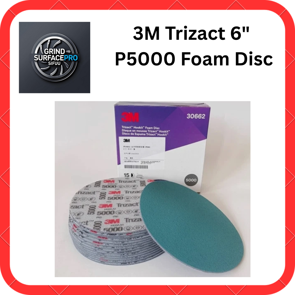3M 30662 Trizact 6 "แผ่นโฟมกรวด P5000, Hookit พีระมิดกระดาษทรายขัด 6 นิ้ว 152 มม.