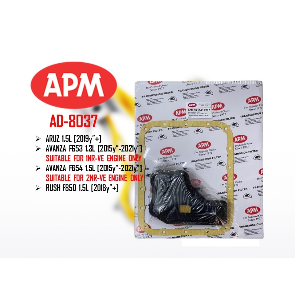 APM Transmission Auto Filter - Perodua Aruz 1.5L / Toyota Avanza F653 1.3L F654 1.5L Rush F850 1.5L 