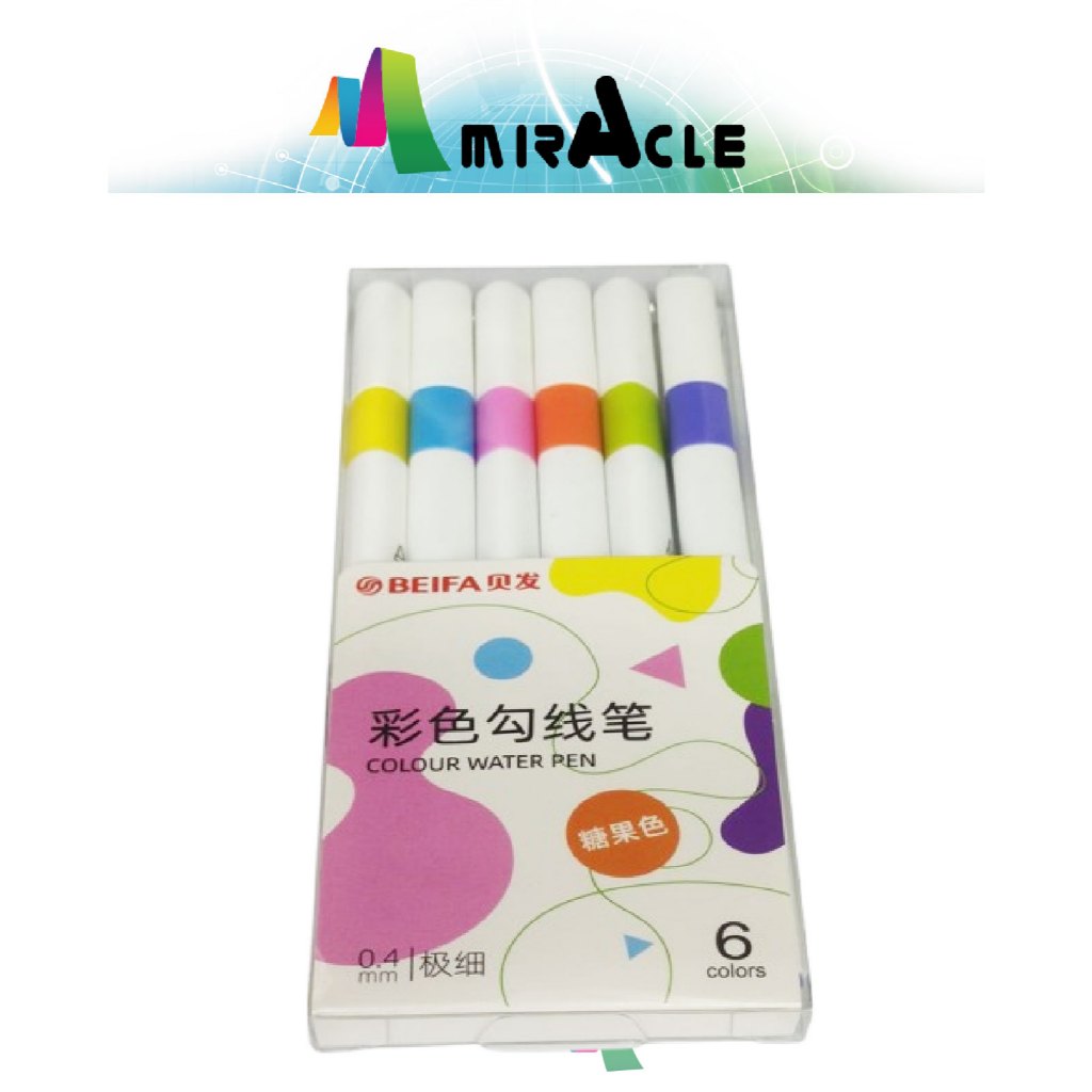 Colourliner Fine 0.4 Colour Water Pen 6 ชิ้นชุด