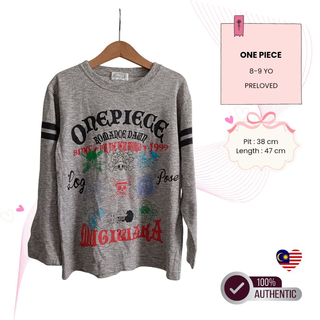 Preloved Clothing - เสื้อแขนยาว One Piece 8–9Y เป็นไม่มีข้อบกพร่อง