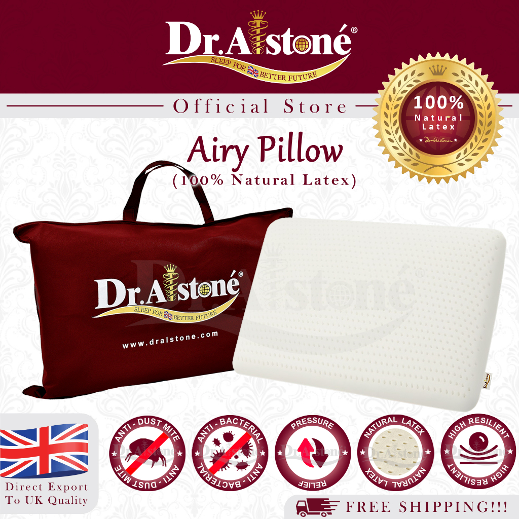 Dr.Alstone - Airy หมอนยางพาราธรรมชาติ 100% พร้อมการระบายอากาศอากาศที่ดี Extra Resilience ทนทาน