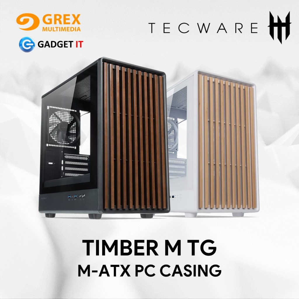 TECWARE TIMBER M TG Micro-ATX แผงประตู PC Casing MID TOWER MATX CASE สีดํา/ขาว GADGET IT GREX MULTIM