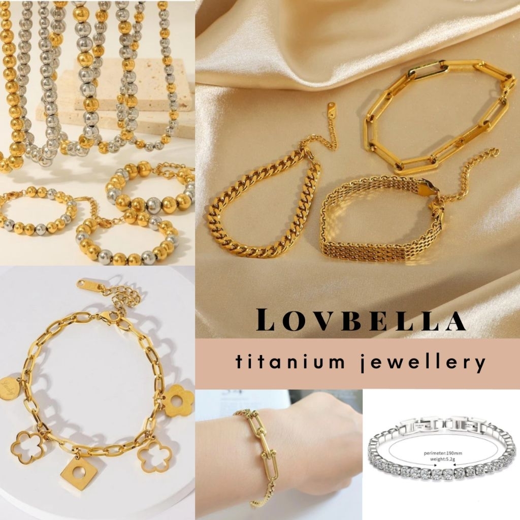 BR025 18K TITANIUM STEEL BRACELET GOLD GOLD GOLD GOLDEN NON GELANG TANGAN ANTI KARAT GELANG RAYA JEW