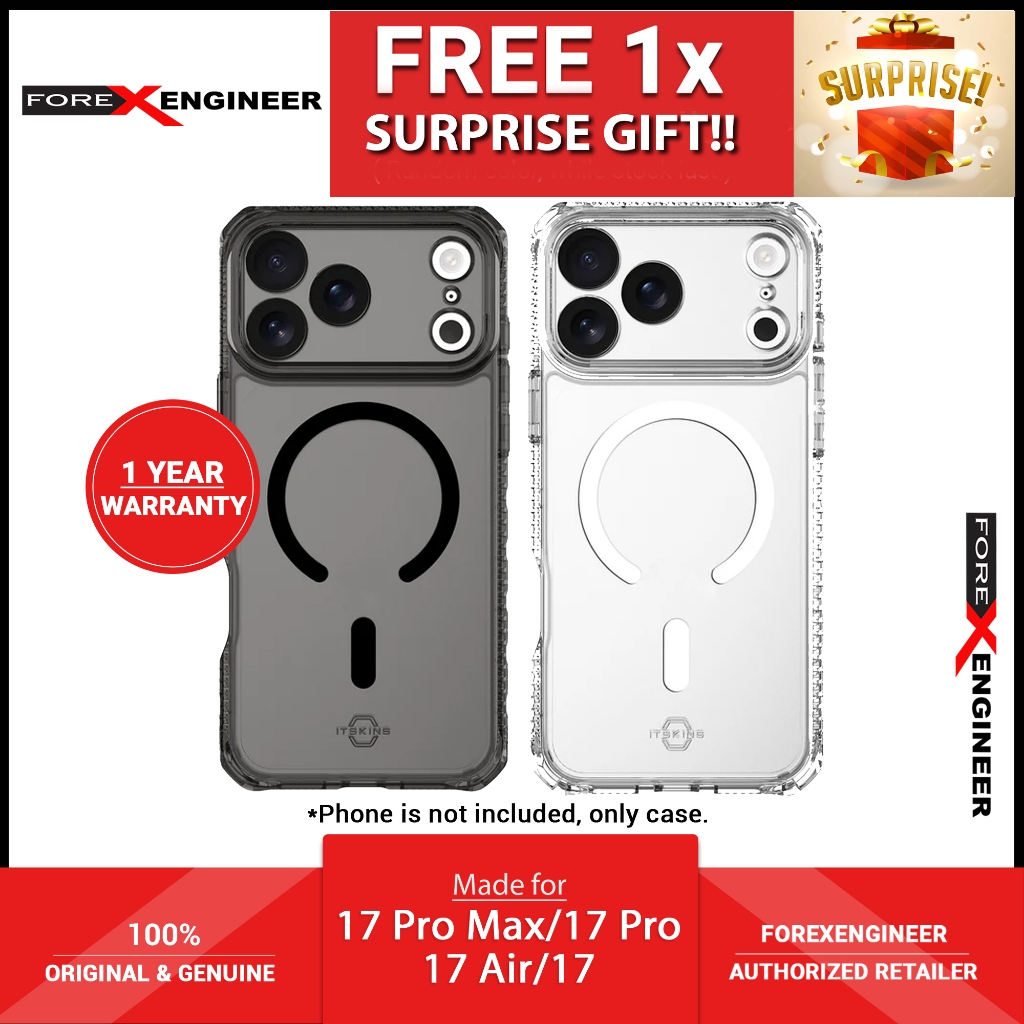 [ 17 Pro Max / 17 Pro / Air / 17 ] ITSKINS HYBRID R Clear with Magnetic Case Never Yellowing