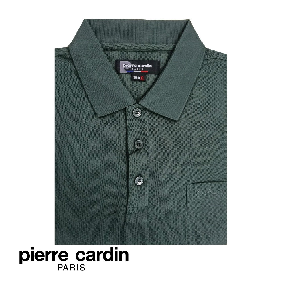 Pierre Cardin Mens Short Sleeve Plain Polo Tee With Pocket (Regular Fit) – สีเขียวเข้ม (W5514B-11943)