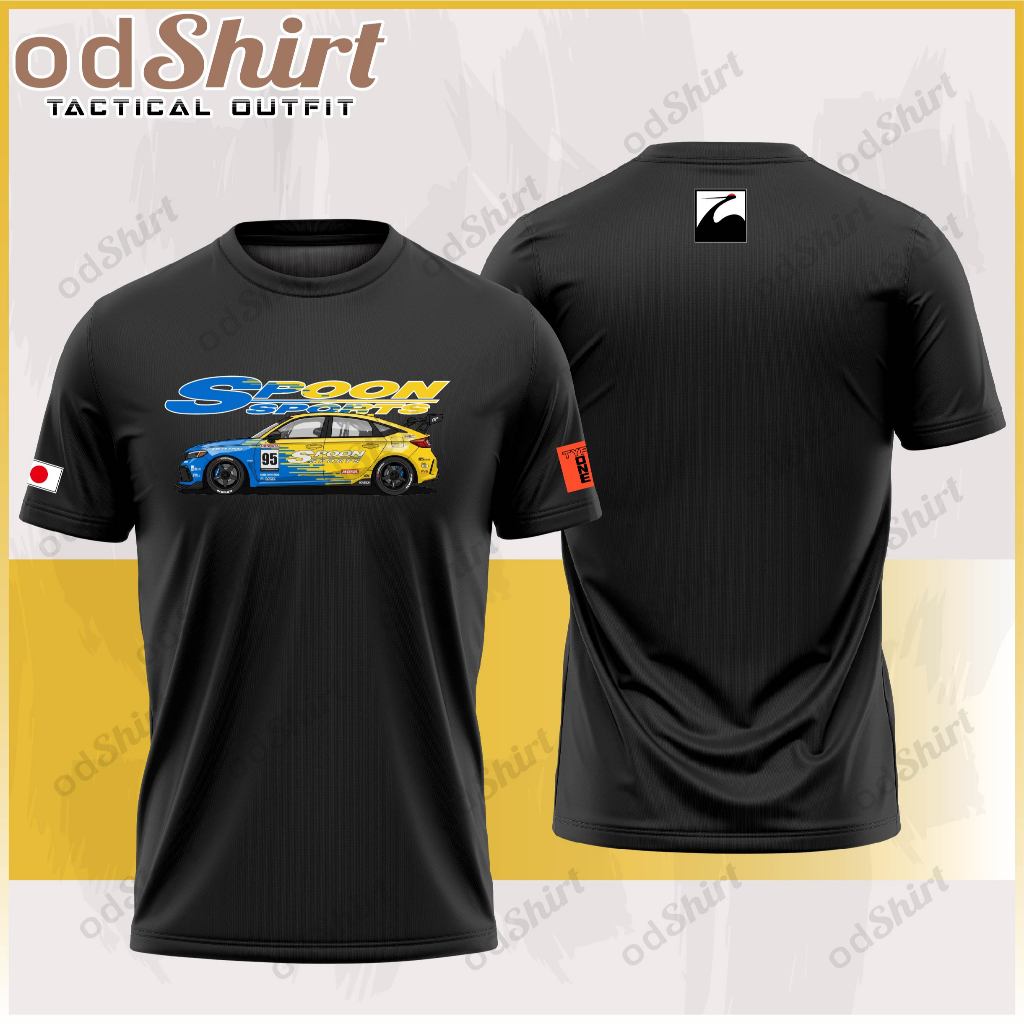 Baju Spoon Sport V1 JDM FL5 HONDA Civic Type R T Shirt RACING ผ้าฝ้ายคอกลมไมโครไฟเบอร์