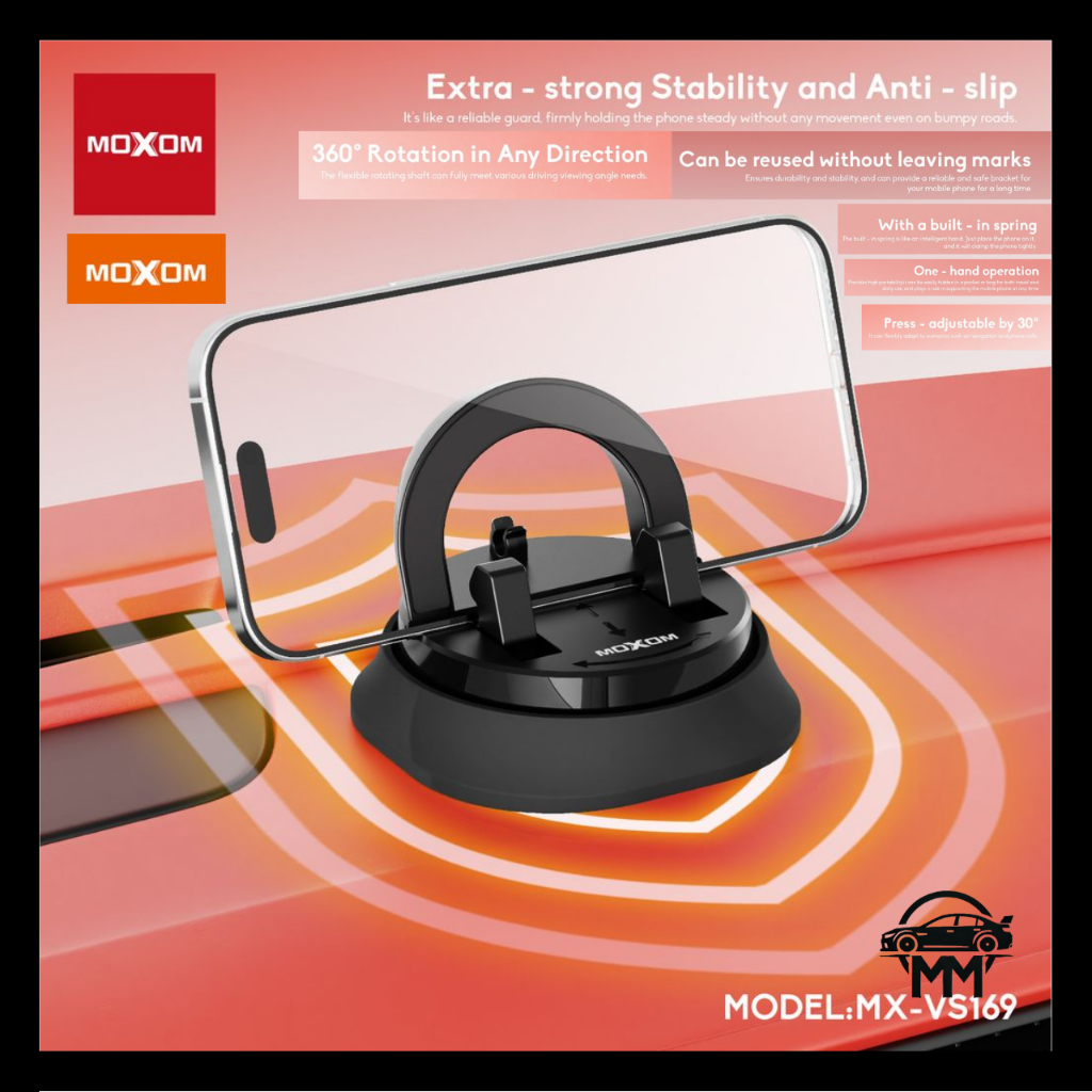 MOXOM MX-VS169 CAR DASH PHONE HOLDER MOUNTS 360 Rotation strong STABLE Anti slip MOBILE HOLDER