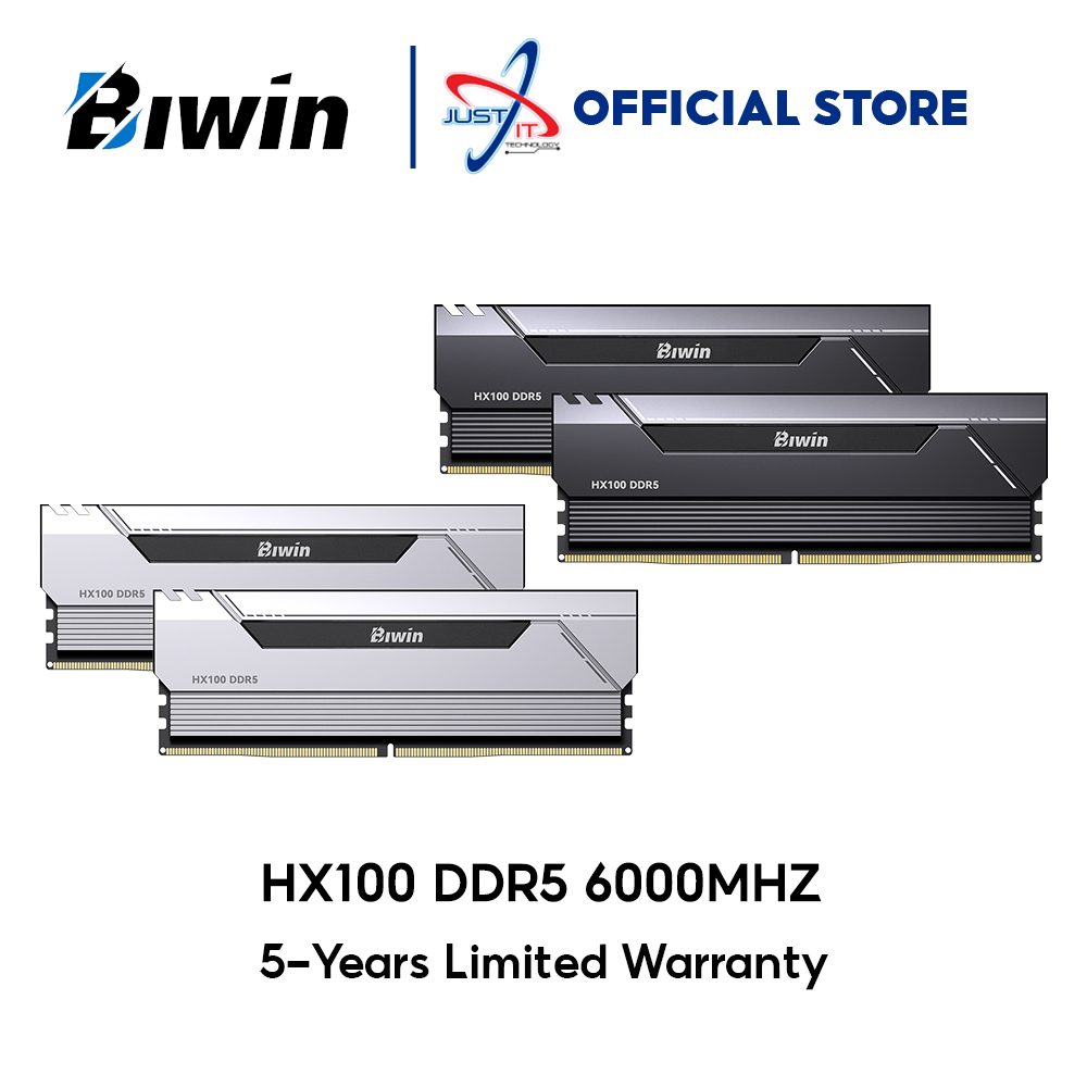 BIWIN HX100 DDR5 GAMING LONGDIMM / RAM PC ( 16GB*2 / 32GB*2 ) ( 6000MHZ CL36 ) สีดํา / เงิน
