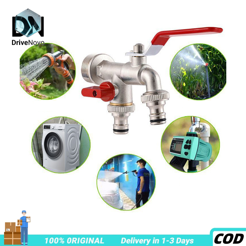 DriveNovoTwo Way Faucet/Double Water Outlet Faucet Tap/One In And Two Out Garden Faucet/1/2 ก๊อกเครื