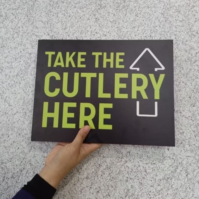 ป้ายโฟมบอร์ด / ป้าย Restoran / จัดส่งอาหาร Pick Up Here / Take The Cutlery Here