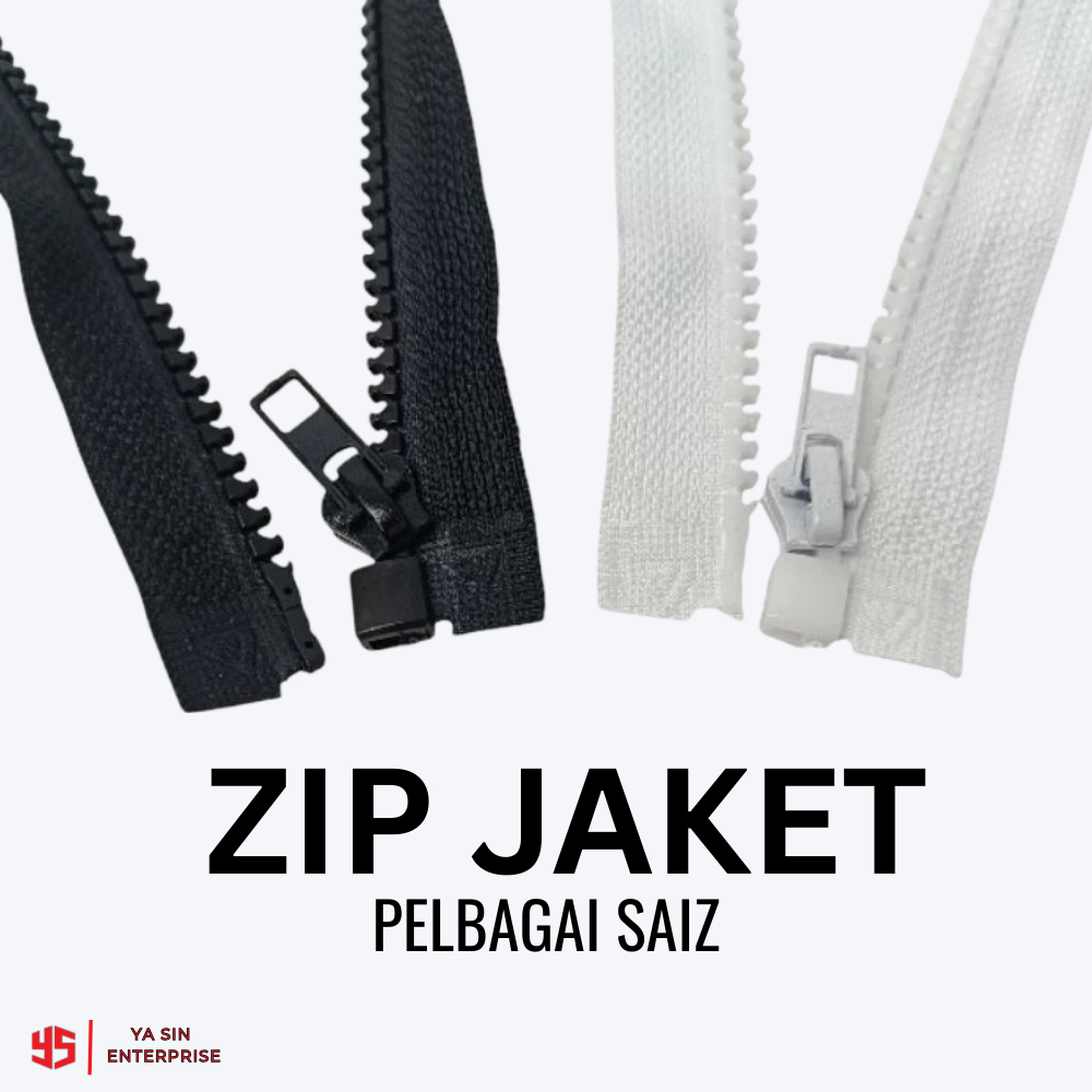 ZIP JAKET (GIGI PLASTIK ) ZIP JAKET SAIZ 12 - 26 - ZIP JACKET OPEN END