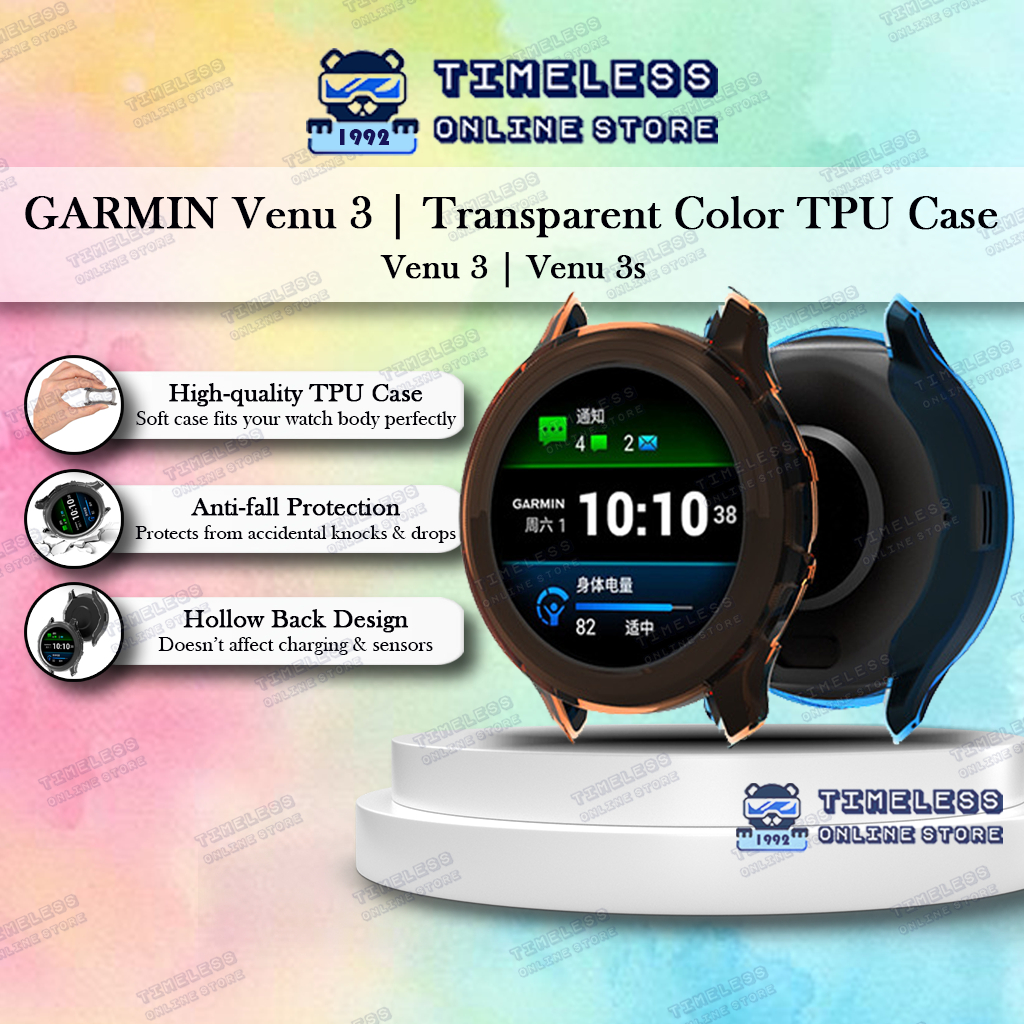 🇲🇾 GARMIN Venu 3, 3s Protector Case, Transparent Color Series Soft Protective Casing, venu3 venu3s w