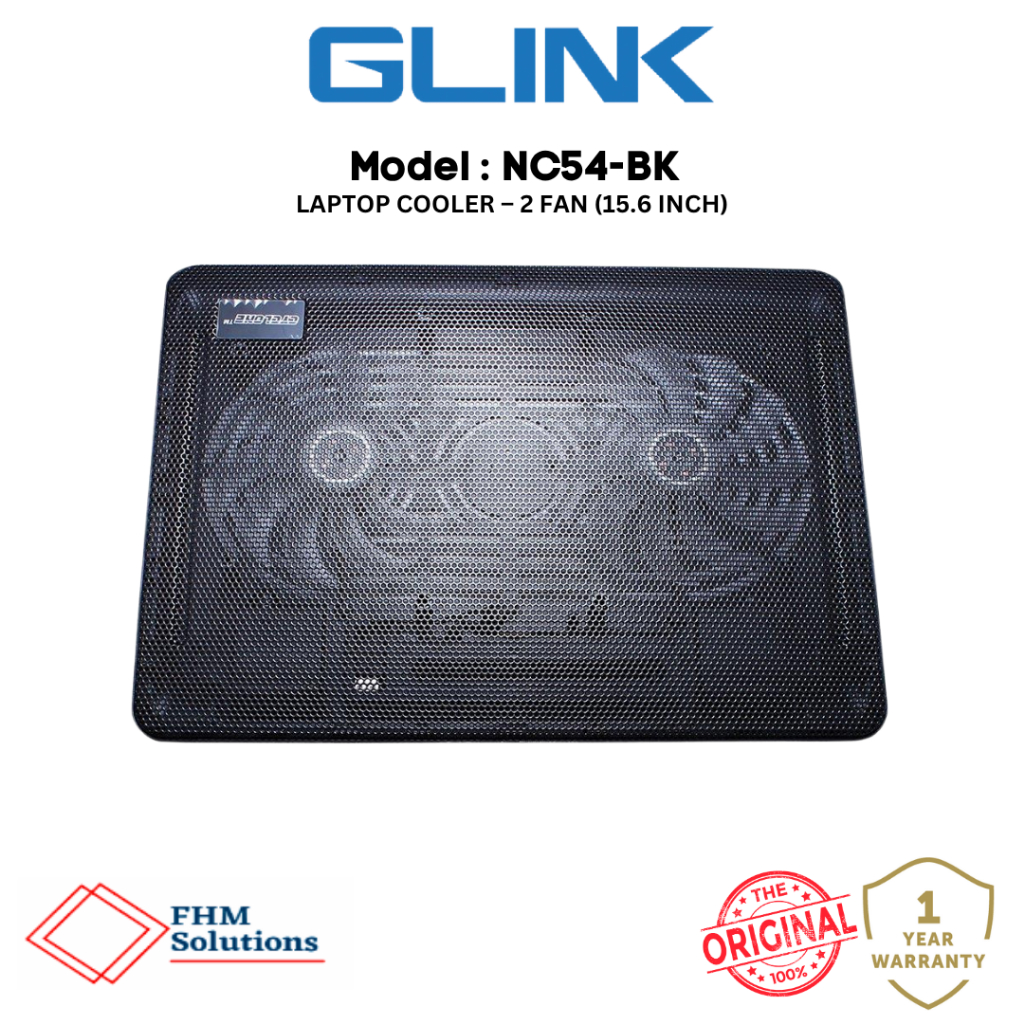 GLINK NC54 LAPTOP COOLER – 2 FAN (15.6 INCH)