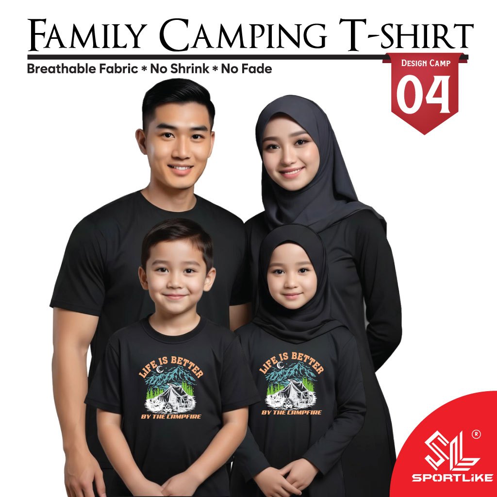 เสื้อยืด Family Camping - ดีไซน์ CAMPING 04 Microfiber Tee