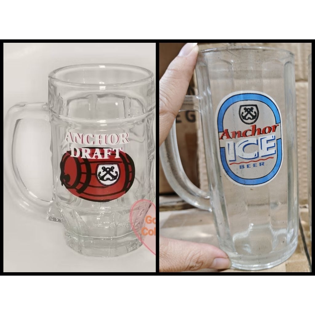 Anchor Draft หรือ Anchor ICE พร้อมที่จับ craft แก้วเครื่องดื่มขนาดกลาง แก้วเบียร์โบราณ คอลเลกชันแว่น