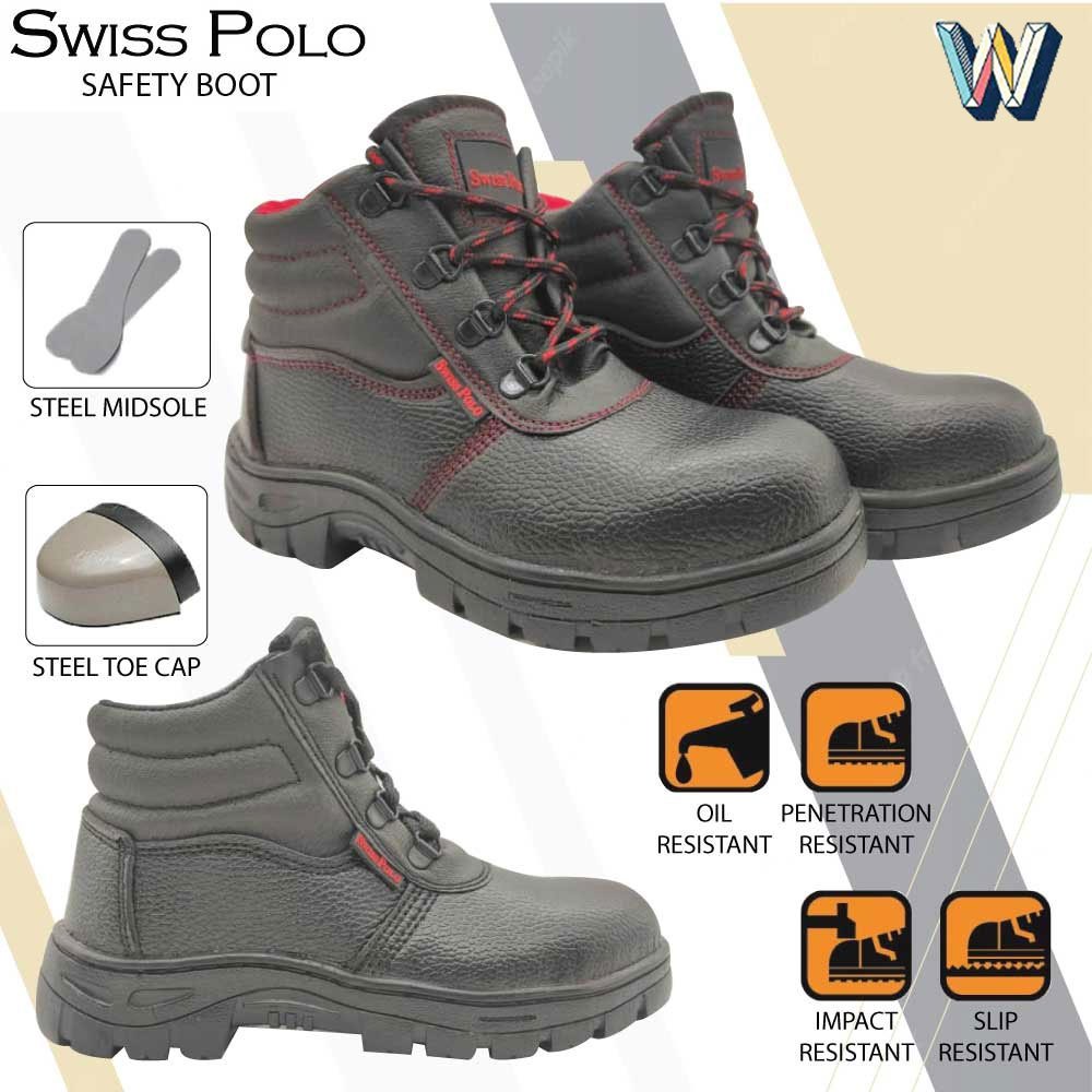 Swiss Polo ผู้ชายผู้หญิง Safety Boot/รองเท้ากลางตัด Safety Boot Kasut Safety Lelaki Perempuan