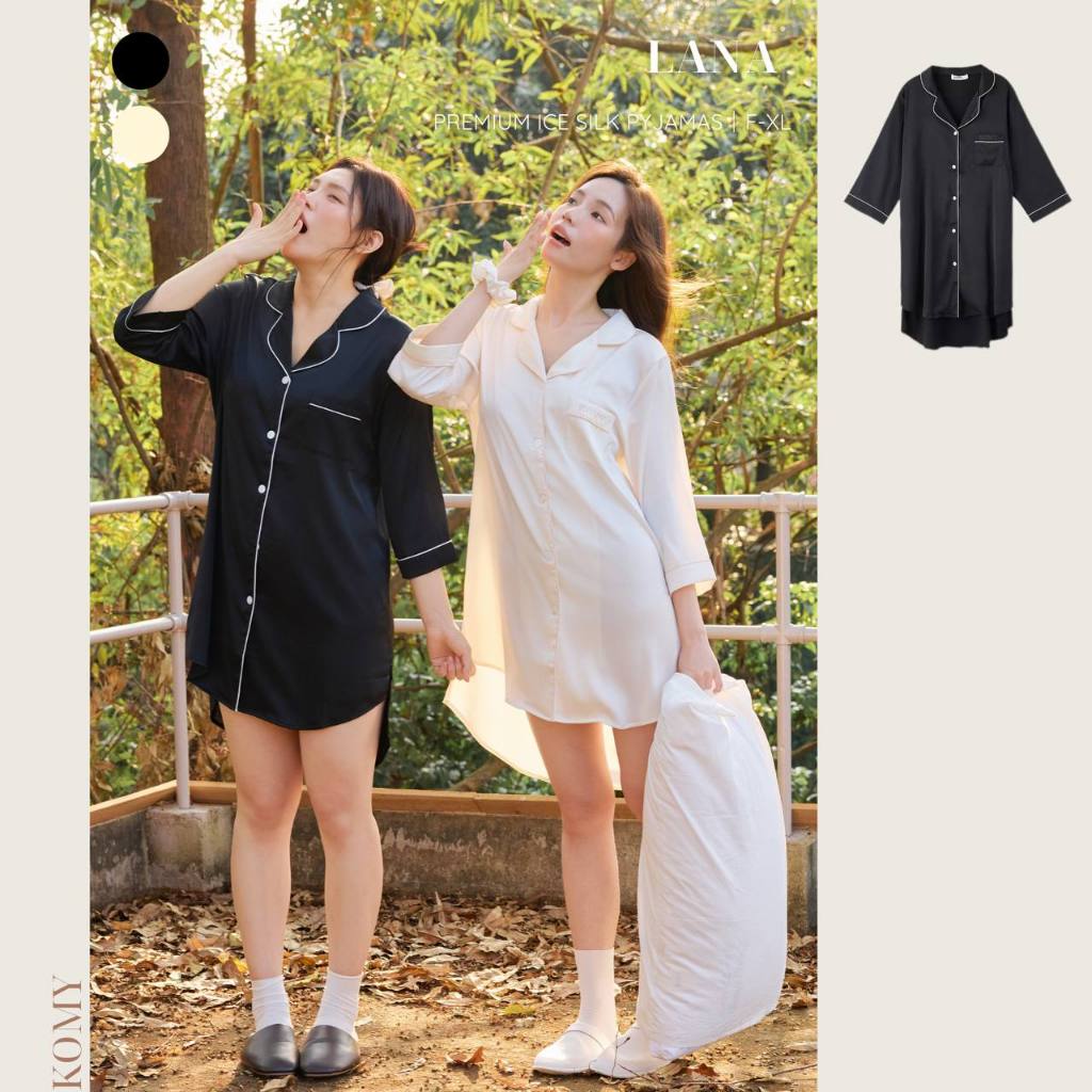 KOMY LANA DRESS COLLECTION(ICE SILK PYJAMAS/ SLEEPINGWEAR/ เกาหลีสไตล์ PYJAMAS/ NIGHT DRESS/ ชุดเดรส