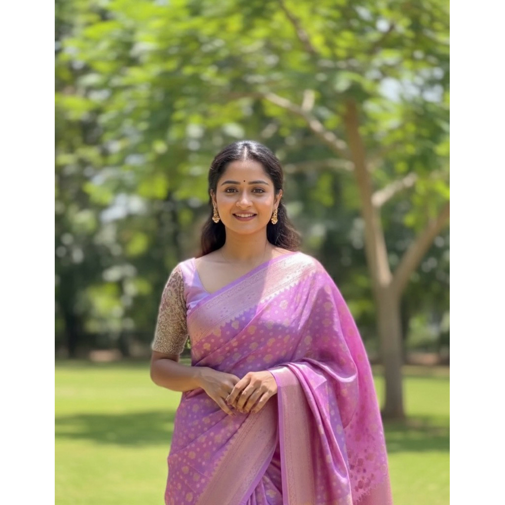 ชุดคอมโบ Warm Silk Sarees พร้อมเสื้อดีไซเนอร์