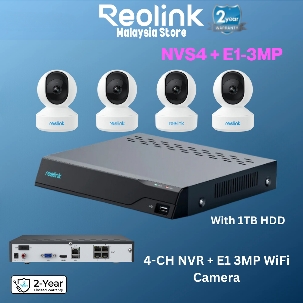 Reolink NVS4 4-Channel PoE NVR สําหรับ 24/7 การบันทึกที่เชื่อถือได้รองรับกล้อง PoE & WiFi