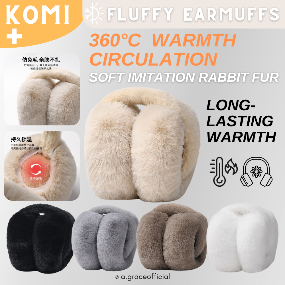 LA.GRACE อย่างเป็นทางการWinter Fluffy Earmuffs ผู้หญิงผู้ชาย/นุ่มเลียนแบบกระต่ายขนสัตว์หูอุ่น/พับอุ่