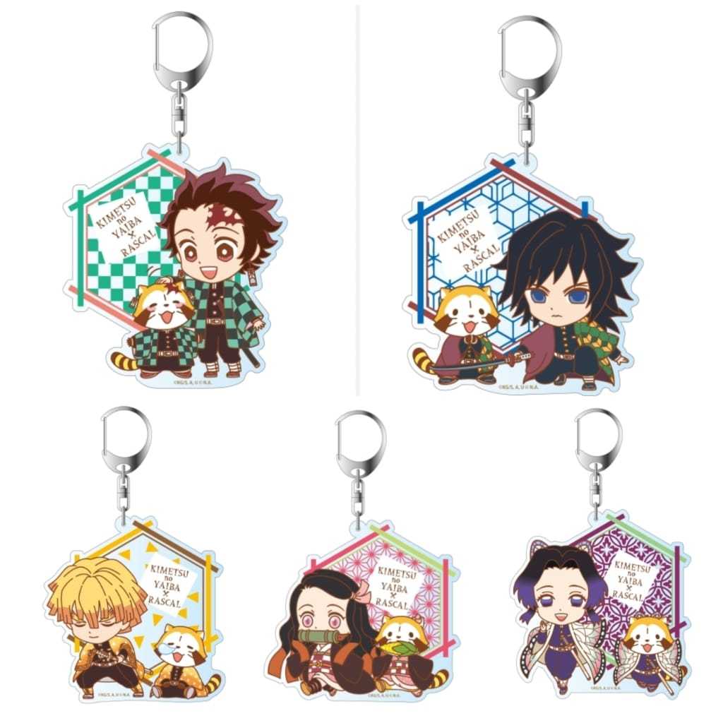 Demon Slayer อะนิเมะ Tanuki ออกแบบ Gantungan Kunci Akrilik อะนิเมะอะคริลิคพวงกุญแจคอลเลกชัน